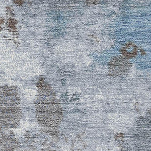 HomeRoots 10' Brown & Blue Abstract Area Rug - Washable, UV Protected, Stain Resistant, Ideal for Family Homes 718352