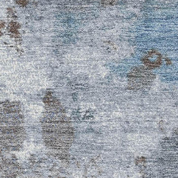 HomeRoots 10' Brown & Blue Abstract Area Rug - Washable, UV Protected, Stain Resistant, Ideal for Family Homes 718352