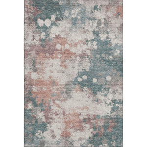 HomeRoots 5' X 8' Coral and Teal Abstract Area Rug - Machine Washable, UV Protected, Stylish & Durable Design 718354