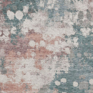 HomeRoots 5' X 8' Coral and Teal Abstract Area Rug - Machine Washable, UV Protected, Stylish & Durable Design 718354