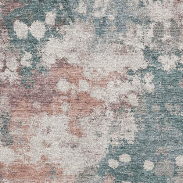 HomeRoots 5' X 8' Coral and Teal Abstract Area Rug - Machine Washable, UV Protected, Stylish & Durable Design 718354