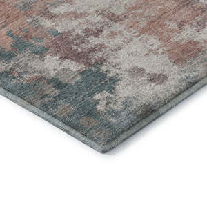 HomeRoots 8' X 10' Coral & Teal Abstract Washable Area Rug - UV Protected, Non-Slip, Perfect for Homes! 718356