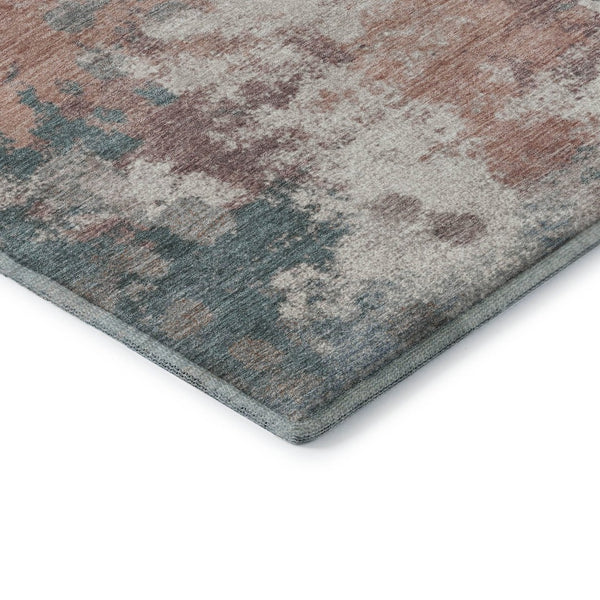 HomeRoots 9' X 12' Coral and Teal Abstract Area Rug - Washable, UV Protected, Non-Slip, Perfect for Any Room 718357