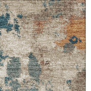 HomeRoots 5' X 8' Teal and Copper Abstract Area Rug - Stylish, Washable, UV Protected, Stain Resistant Design 718360