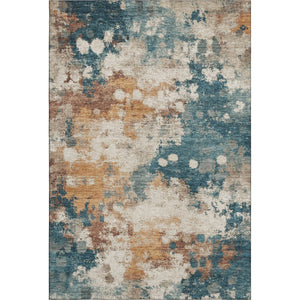 HomeRoots 8' Teal And Copper Abstract Round Rug – Washable, UV Protected, Stylish for Any Family Space! 718361