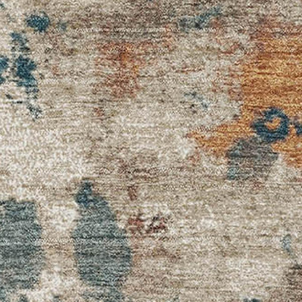 HomeRoots 8' Teal And Copper Abstract Round Rug – Washable, UV Protected, Stylish for Any Family Space! 718361
