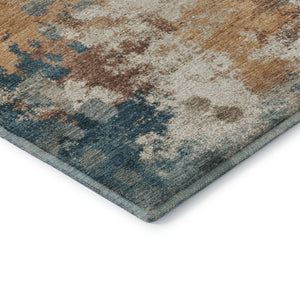 HomeRoots 8' Teal And Copper Abstract Round Rug – Washable, UV Protected, Stylish for Any Family Space! 718361