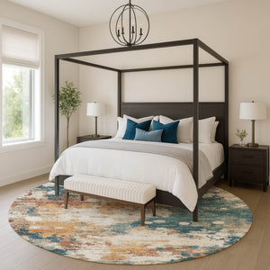 HomeRoots 8' X 10' Teal and Copper Abstract Washable Area Rug - Durable, Stylish, UV Protected for Any Room 718362