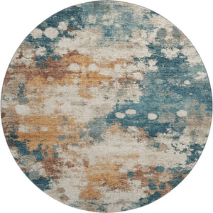 HomeRoots 8' X 10' Teal and Copper Abstract Washable Area Rug - Durable, Stylish, UV Protected for Any Room 718362