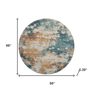 HomeRoots 8' X 10' Teal and Copper Abstract Washable Area Rug - Durable, Stylish, UV Protected for Any Room 718362