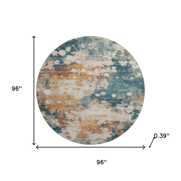 HomeRoots 8' X 10' Teal and Copper Abstract Washable Area Rug - Durable, Stylish, UV Protected for Any Room 718362