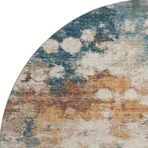 HomeRoots 8' X 10' Teal and Copper Abstract Washable Area Rug - Durable, Stylish, UV Protected for Any Room 718362
