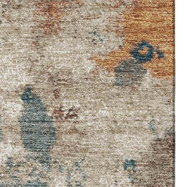 HomeRoots 10' X 14' Teal and Copper Abstract Washable Area Rug with UV Protection for Modern Living Spaces 718364
