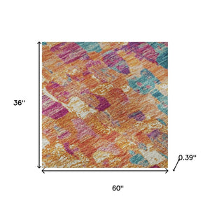 HomeRoots 5' X 8' Blush & Teal Abstract Area Rug - Washable, UV-Protected, Durable, and Stylish for Any Space! 718366