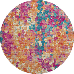 HomeRoots 8' X 10' Blush and Teal Abstract Area Rug - Washable, UV-Protected, Durable for Modern Living Spaces 718368