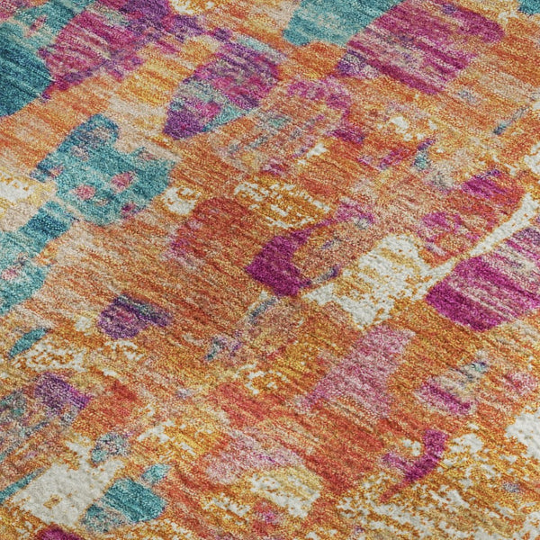 HomeRoots 9' X 12' Stylish Blush & Teal Abstract Washable Area Rug – Durable, Non-Slip, UV Protected Design! 718369