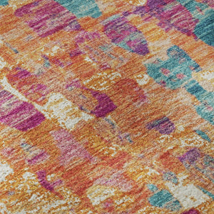 HomeRoots 9' X 12' Stylish Blush & Teal Abstract Washable Area Rug – Durable, Non-Slip, UV Protected Design! 718369