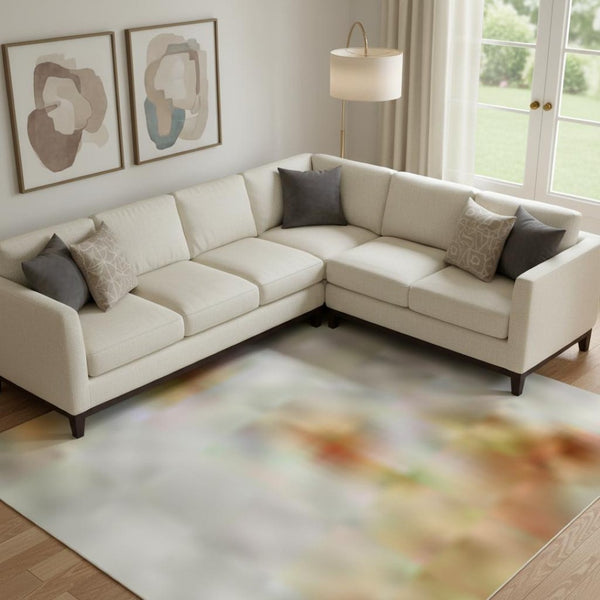HomeRoots 9' X 12' Stylish Blush & Teal Abstract Washable Area Rug – Durable, Non-Slip, UV Protected Design! 718369