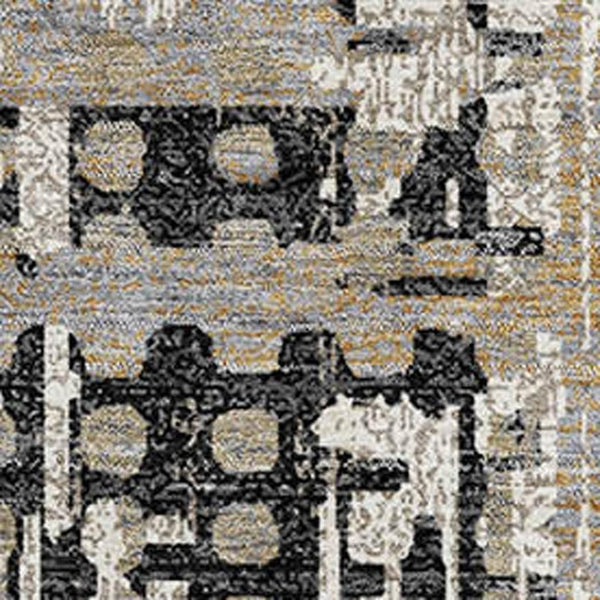 HomeRoots 5' X 8' Stylish Black and Gray Geometric Area Rug - Washable, UV Protected, Kid & Pet Friendly! 718372