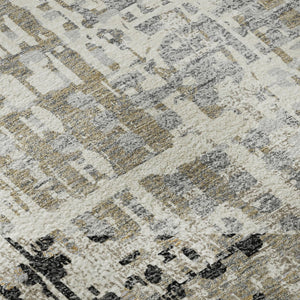 HomeRoots 5' X 8' Stylish Black and Gray Geometric Area Rug - Washable, UV Protected, Kid & Pet Friendly! 718372