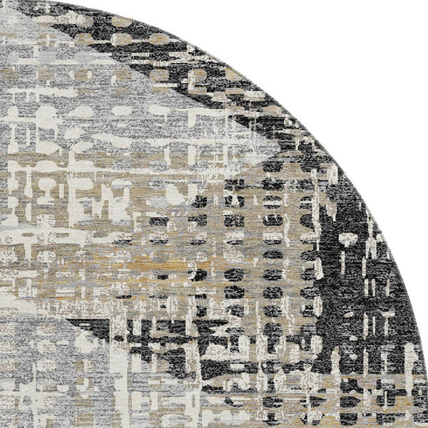 HomeRoots 8' x 10' Stylish Black and Gray Geometric Washable Area Rug with UV Protection for Busy Homes 718374