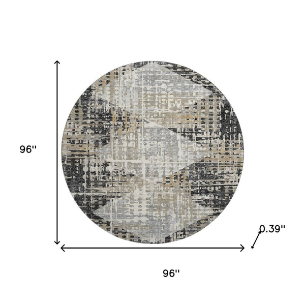HomeRoots 8' x 10' Stylish Black and Gray Geometric Washable Area Rug with UV Protection for Busy Homes 718374