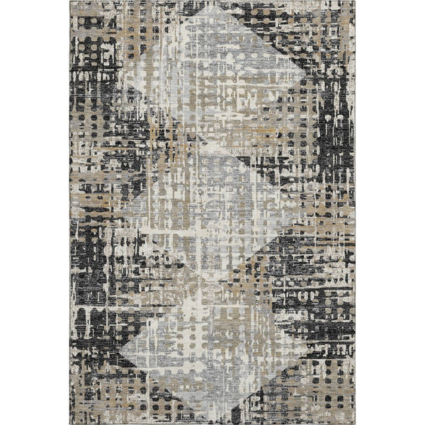 HomeRoots 9' X 12' Modern Black & Gray Geometric Washable Area Rug with UV Protection, Stain Resistant Design 718375