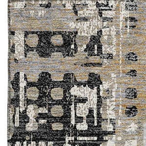 HomeRoots 10' X 14' Stylish Black and Gray Geometric Area Rug - Washable, UV Resistant, Family-Friendly Design 718376