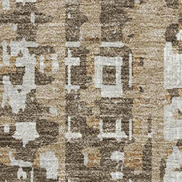 HomeRoots 5' X 8' Geometric Washable Area Rug in Brown and Beige - Stain Resistant, UV Protected, Non-Slip! 718378