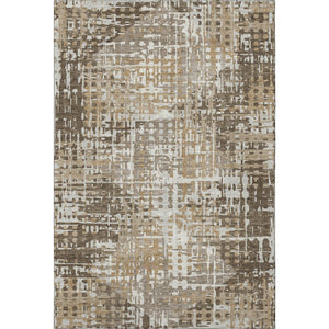 HomeRoots 5' X 8' Geometric Washable Area Rug in Brown and Beige - Stain Resistant, UV Protected, Non-Slip! 718378