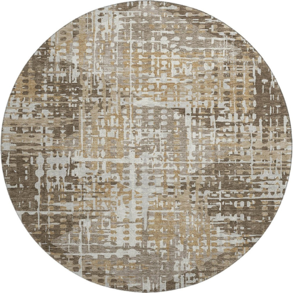 HomeRoots 8' X 10' Brown and Beige Geometric Area Rug - Washable, UV Protected, Stylish & Durable for Your Home 718380