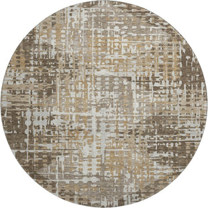 HomeRoots 8' X 10' Brown and Beige Geometric Area Rug - Washable, UV Protected, Stylish & Durable for Your Home 718380