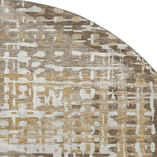 HomeRoots 8' X 10' Brown and Beige Geometric Area Rug - Washable, UV Protected, Stylish & Durable for Your Home 718380