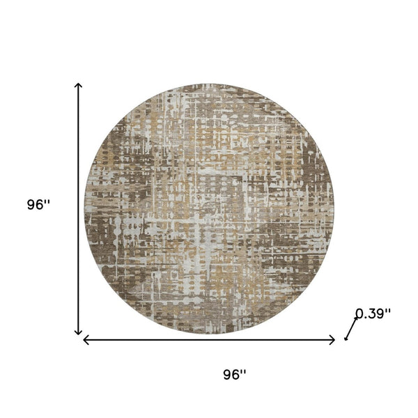 HomeRoots 8' X 10' Brown and Beige Geometric Area Rug - Washable, UV Protected, Stylish & Durable for Your Home 718380
