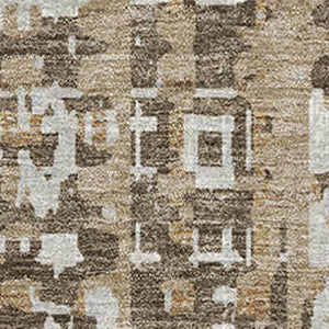 HomeRoots 10' X 14' Brown And Beige Geometric Area Rug - Washable, UV-Protected, Ideal for Busy Homes! 718382