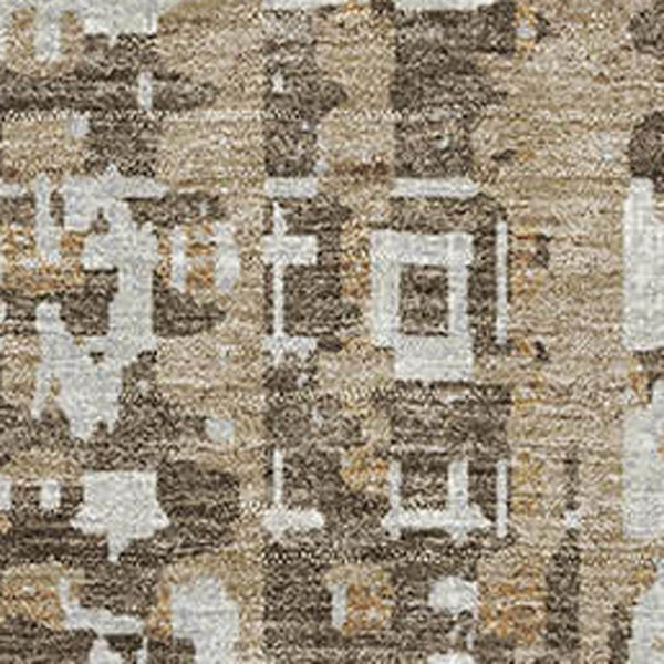 HomeRoots 10' X 14' Brown And Beige Geometric Area Rug - Washable, UV-Protected, Ideal for Busy Homes! 718382