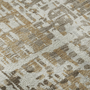 HomeRoots 10' X 14' Brown And Beige Geometric Area Rug - Washable, UV-Protected, Ideal for Busy Homes! 718382