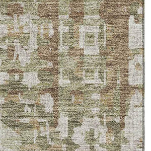 HomeRoots 5' X 8' Stylish Fern Green & Beige Geometric Area Rug - Washable, UV Protected & Stain Resistant! 718384