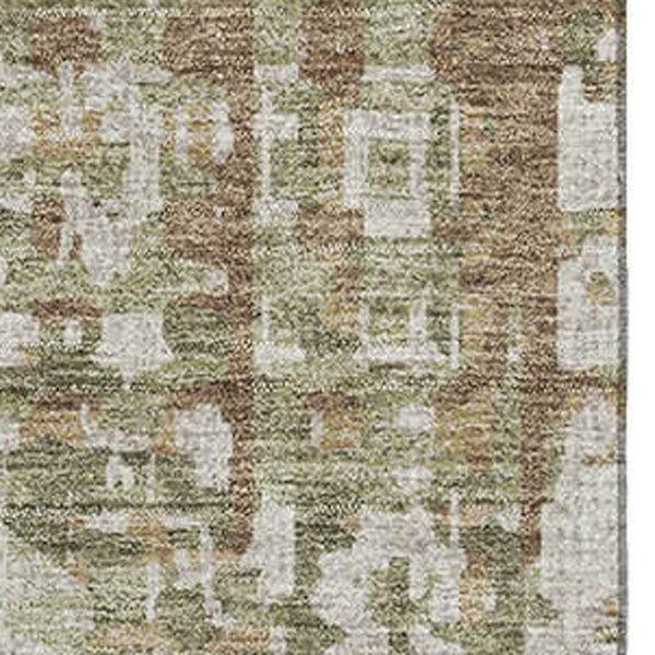 HomeRoots 5' X 8' Stylish Fern Green & Beige Geometric Area Rug - Washable, UV Protected & Stain Resistant! 718384
