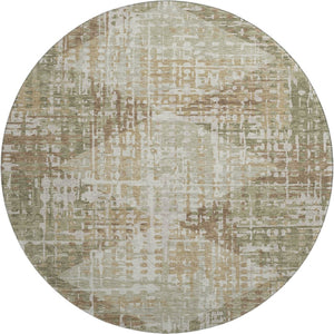 HomeRoots 8' X 10' Fern Green Geometric Area Rug - Washable, Stain Resistant, UV Protected for Modern Homes 718386