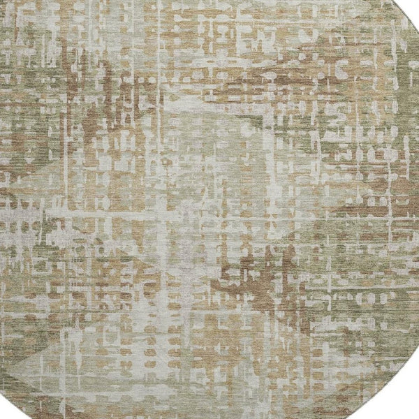 HomeRoots 8' X 10' Fern Green Geometric Area Rug - Washable, Stain Resistant, UV Protected for Modern Homes 718386