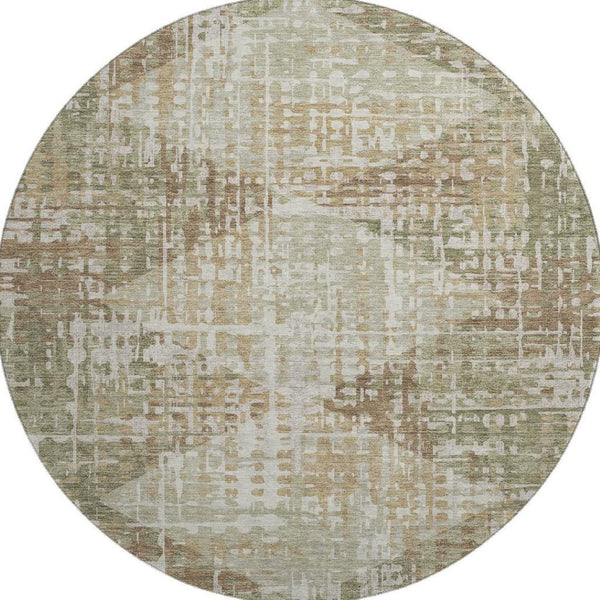 HomeRoots 8' X 10' Fern Green Geometric Area Rug - Washable, Stain Resistant, UV Protected for Modern Homes 718386