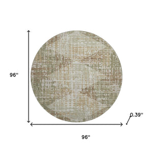 HomeRoots 8' X 10' Fern Green Geometric Area Rug - Washable, Stain Resistant, UV Protected for Modern Homes 718386