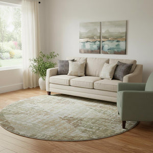 HomeRoots 8' X 10' Fern Green Geometric Area Rug - Washable, Stain Resistant, UV Protected for Modern Homes 718386