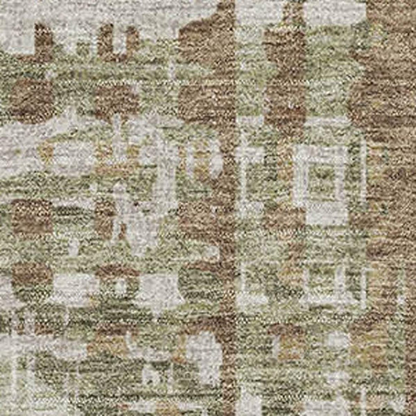 HomeRoots 9' X 12' Fern Green and Beige Geometric Area Rug - Washable, UV-Protected, and Stain-Resistant! 718387