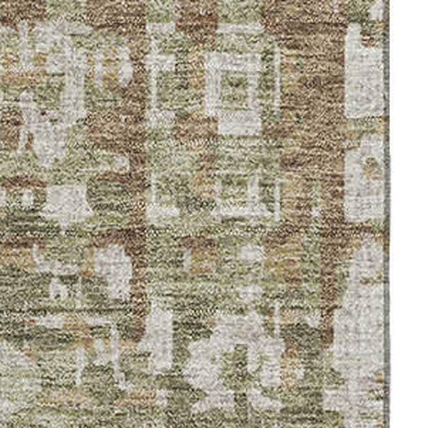 HomeRoots 10' X 14' Fern Green Geometric Area Rug - Washable, UV Protected, Durable for Living Spaces & Patios 718388