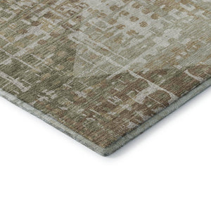 HomeRoots 10' X 14' Fern Green Geometric Area Rug - Washable, UV Protected, Durable for Living Spaces & Patios 718388