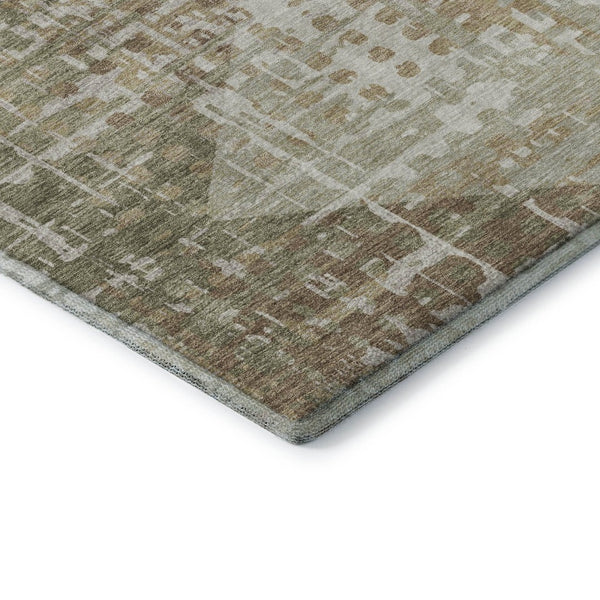 HomeRoots 10' X 14' Fern Green Geometric Area Rug - Washable, UV Protected, Durable for Living Spaces & Patios 718388