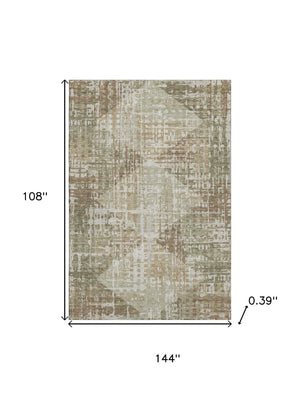 HomeRoots 10' X 14' Fern Green Geometric Area Rug - Washable, UV Protected, Durable for Living Spaces & Patios 718388