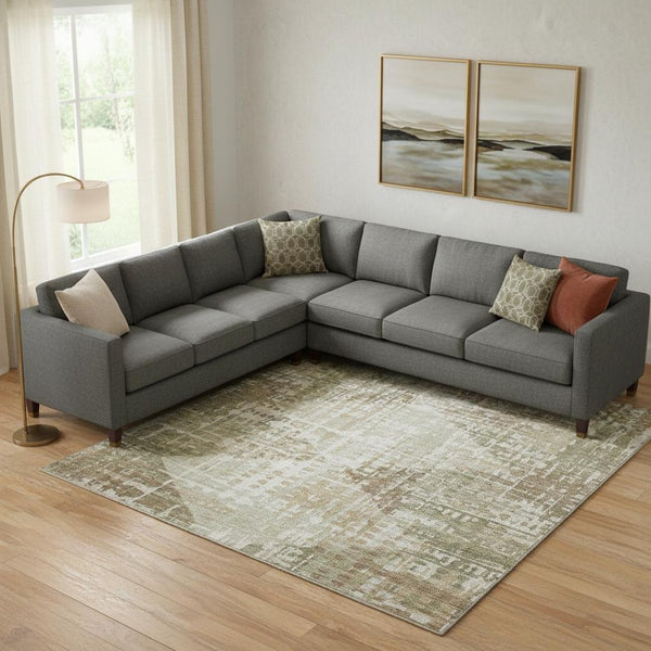 HomeRoots 10' X 14' Fern Green Geometric Area Rug - Washable, UV Protected, Durable for Living Spaces & Patios 718388